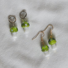 Load image into Gallery viewer, Green Mushroom Earrings