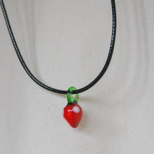 Load image into Gallery viewer, Lampwork Strawberry Cord Necklace