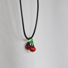 Load image into Gallery viewer, Lampwork Cherry Cord Necklace