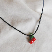 Load image into Gallery viewer, Lampwork Cherry Cord Necklace