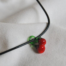 Load image into Gallery viewer, Lampwork Cherry Cord Necklace