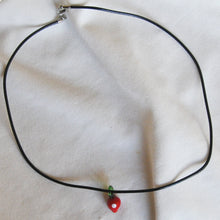 Load image into Gallery viewer, Lampwork Strawberry Cord Necklace