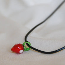 Load image into Gallery viewer, Lampwork Strawberry Cord Necklace