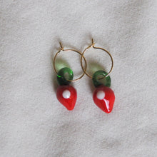 Load image into Gallery viewer, Lampwork Strawberry Hoops