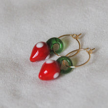 Load image into Gallery viewer, Lampwork Strawberry Hoops