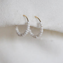Load image into Gallery viewer, White Beaded Hoops