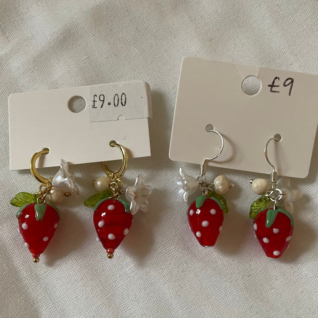 Red Strawberry Field Earrings