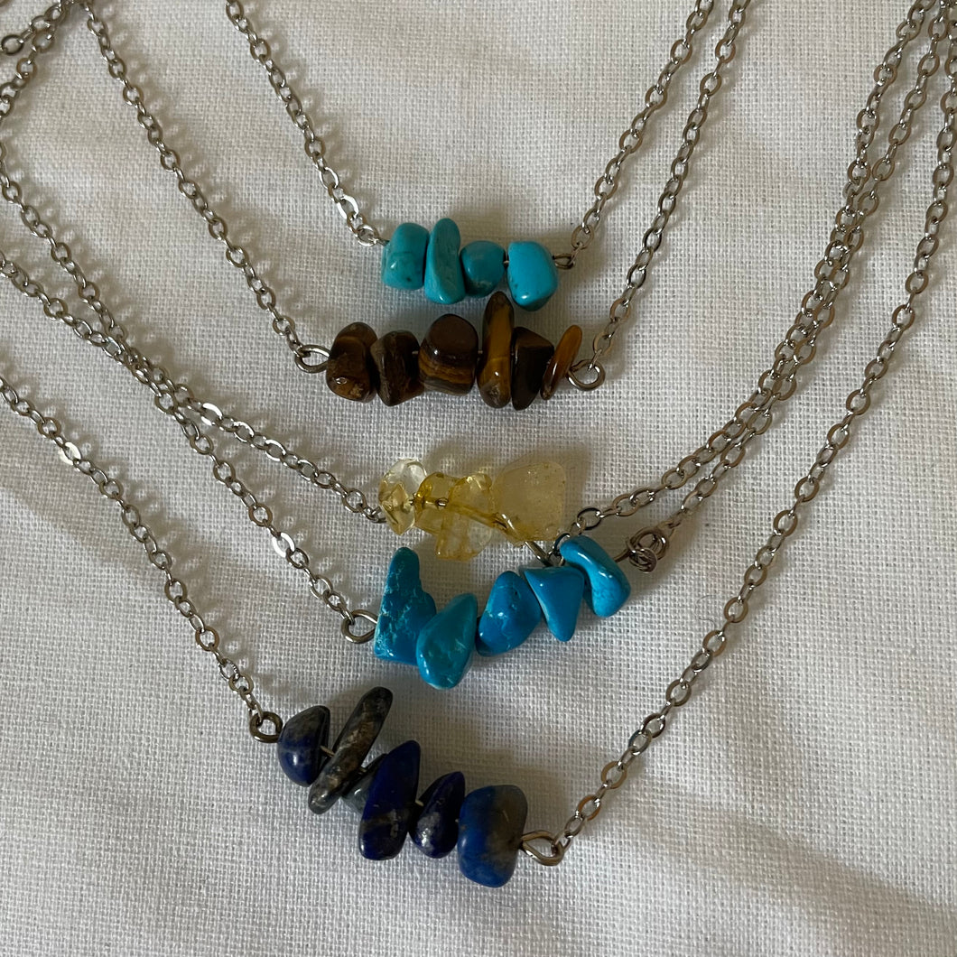 Silver Gemstone Bar Necklaces