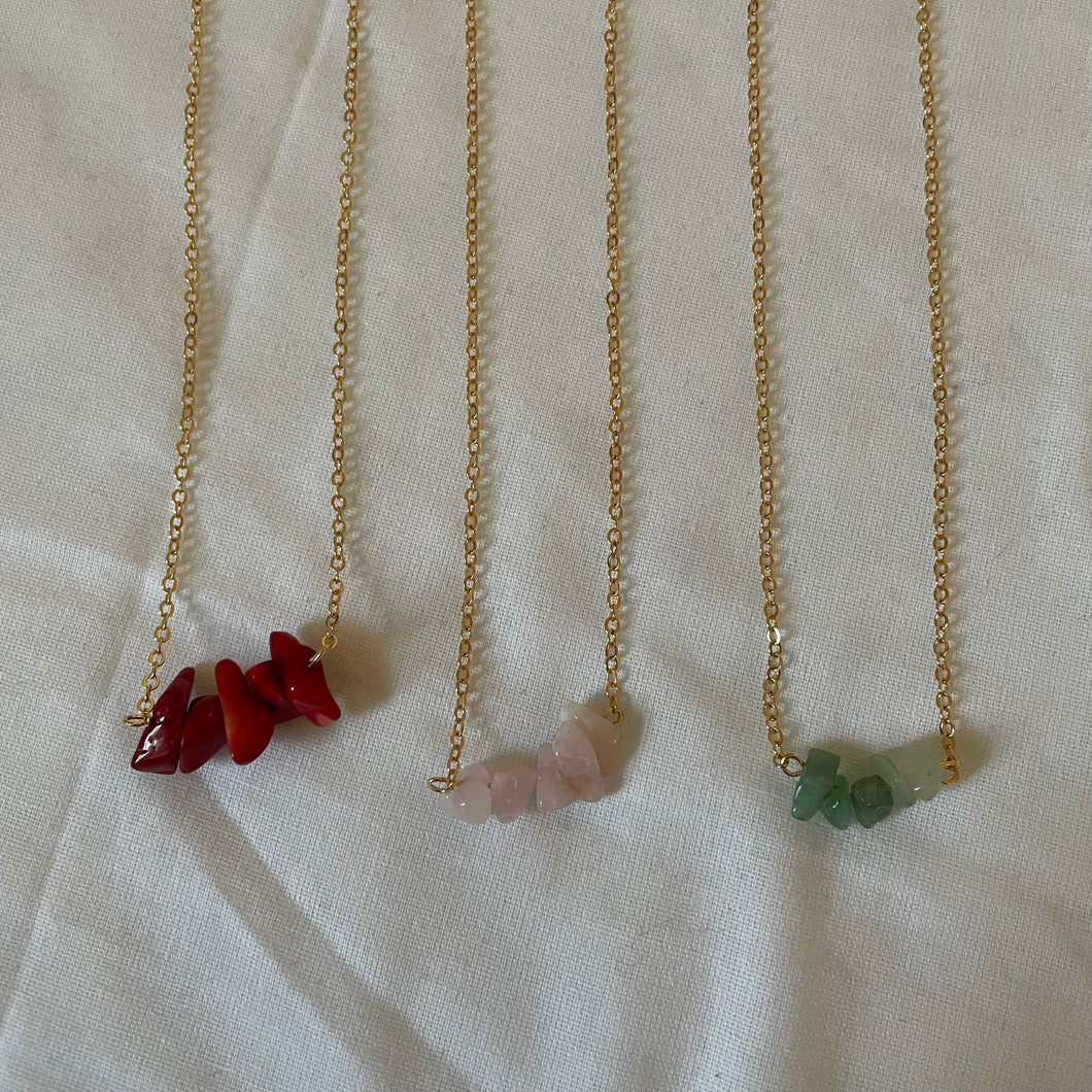 Gold Gemstone Bar Necklaces
