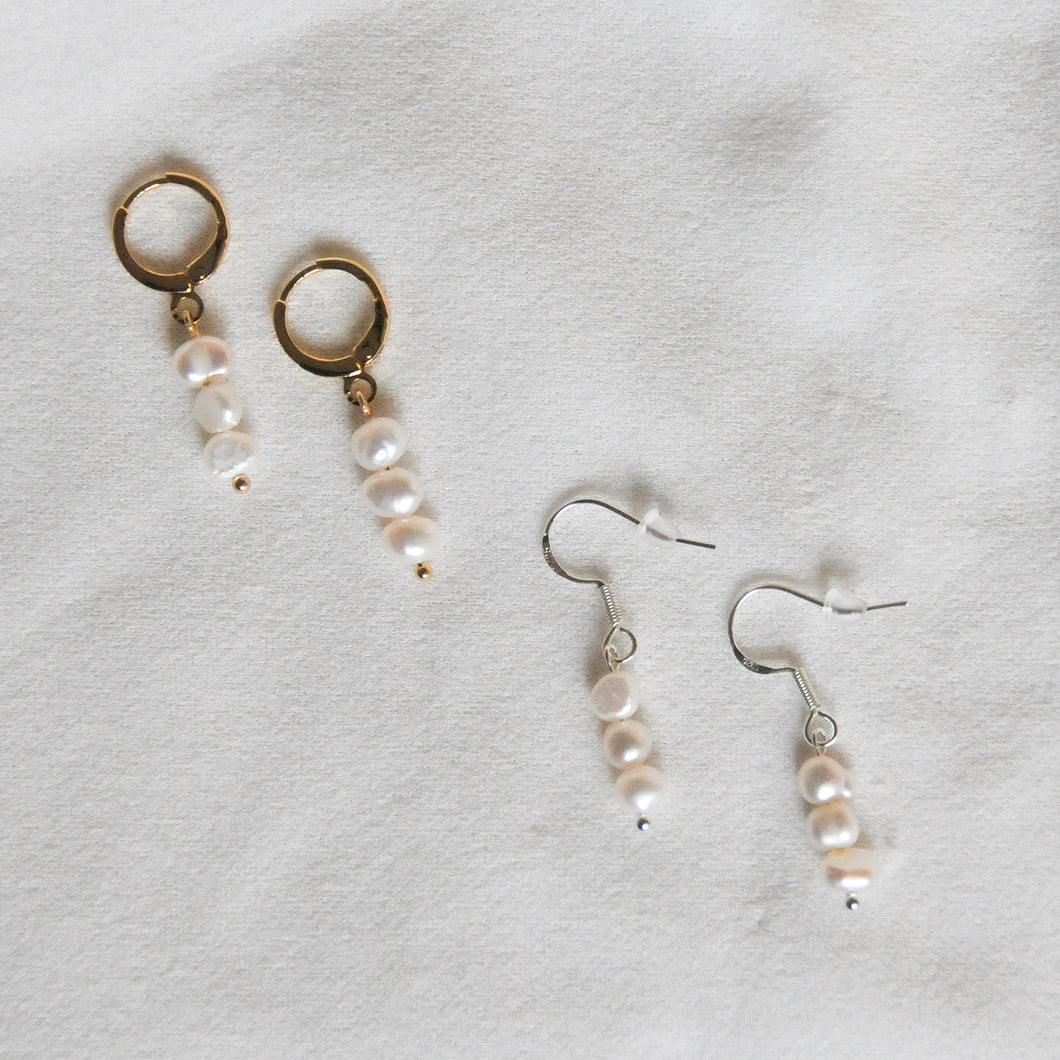 Triple Pearl Earrings
