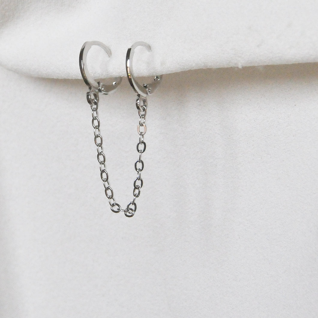 Double Silver Hoops